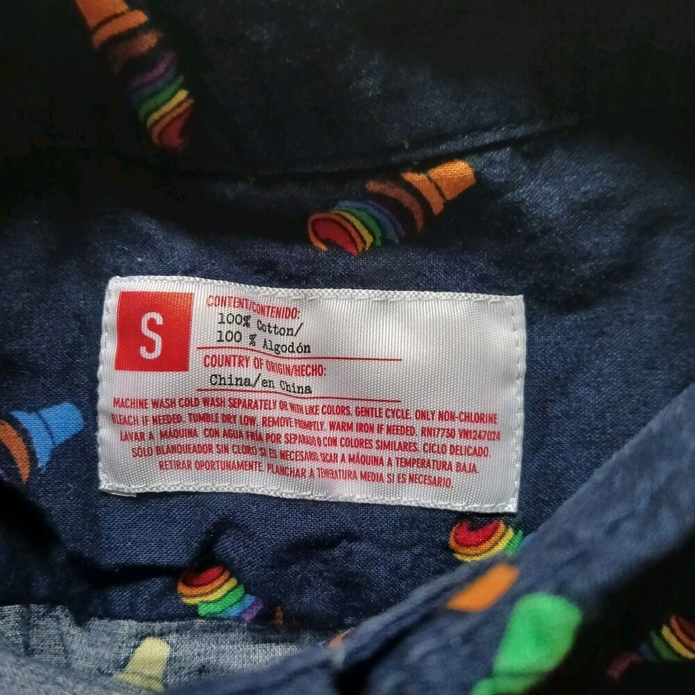 Mens S Rainbow Ice Cream Cone Print Button Down Short Sleeve Camp Shirt Colorful - Picture 3 of 7